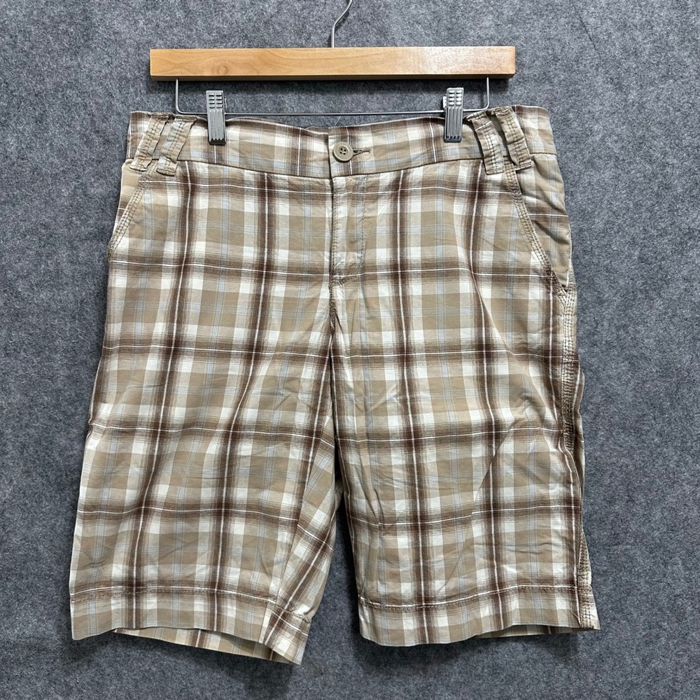 Calvin Klein Jeans Plaid Shorts Womens 8 Brown Tan Casual Preppy Cotton